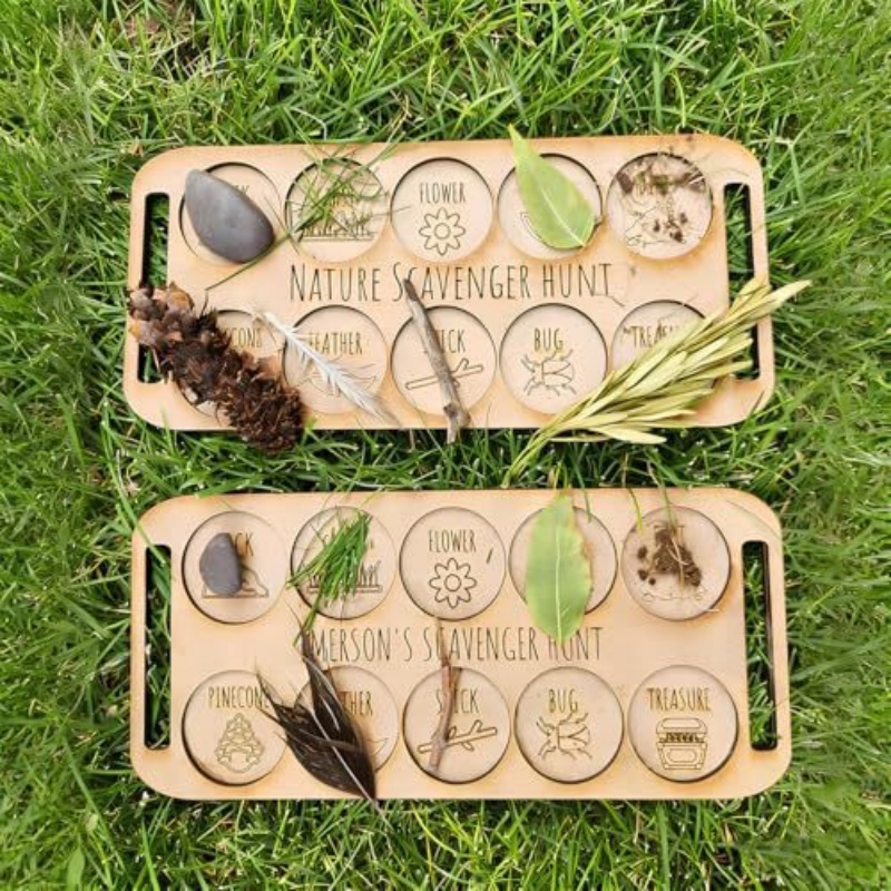 Outdoor Hunting Games For Kids - Portable Wooden Bug Scavenger Hunt Board