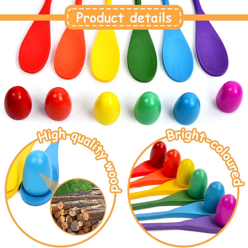6Pcs Wooden Egg Spoon Race Gam - Outdoor Hunting Games For Kids recension och pris